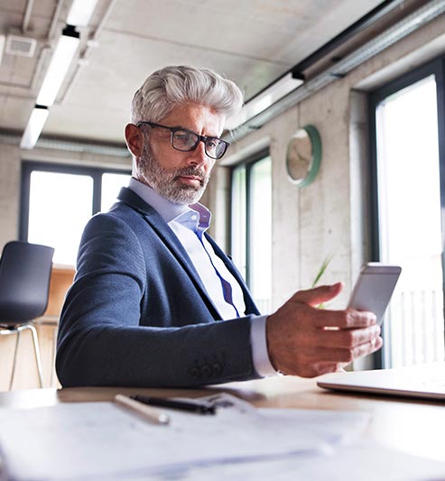 Man reviewing security on mobile device