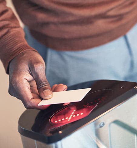 a person gains access control entry using a card reader