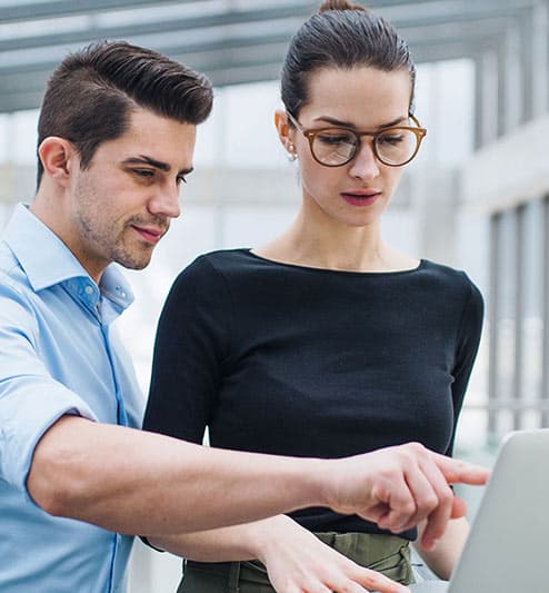 People looking at security info for business automation systems